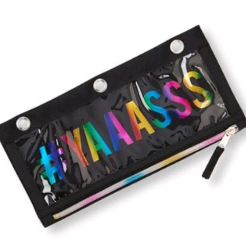 Childrens Place Girls Rainbow Foil 'Hashtag YAAASSS' Pencil Case
